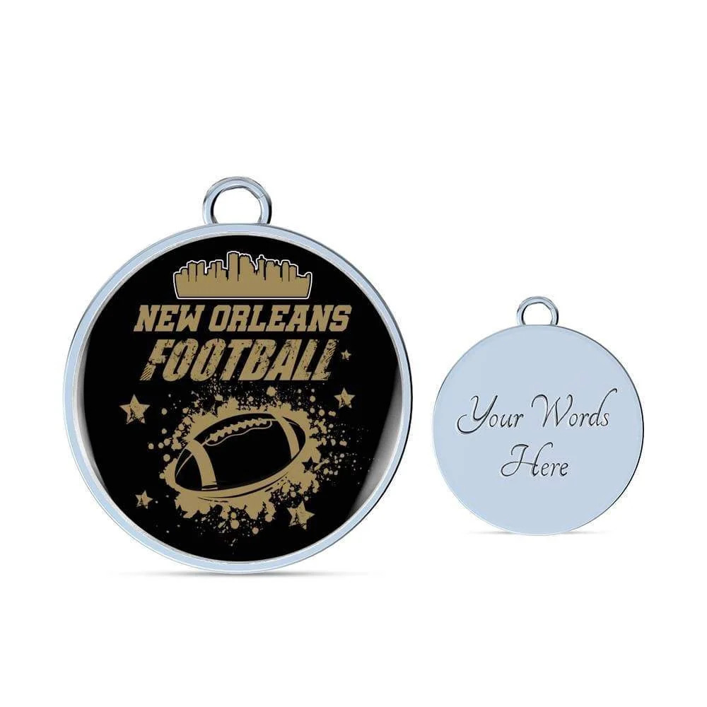 New Orleans Fan Sports Football Personalized Engraved Silver Circle Bangle